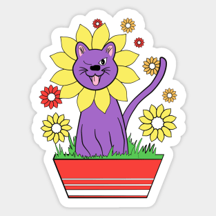 Cheeky cat flower illustration Sticker